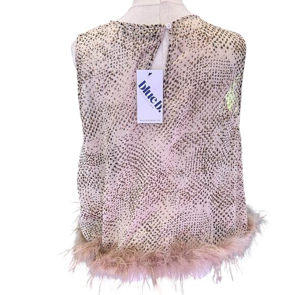 Blue B Feathered Snakeskin Crop Top Edgy Fairy Goth NWT SZ LG Sleeveless Sheer - Picture 5 of 9